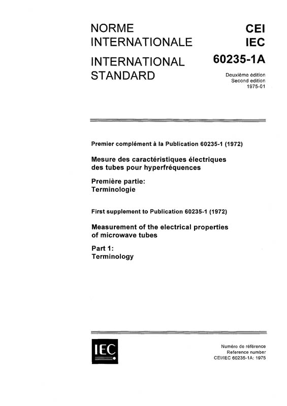 Cover IEC 60235-1A:1975